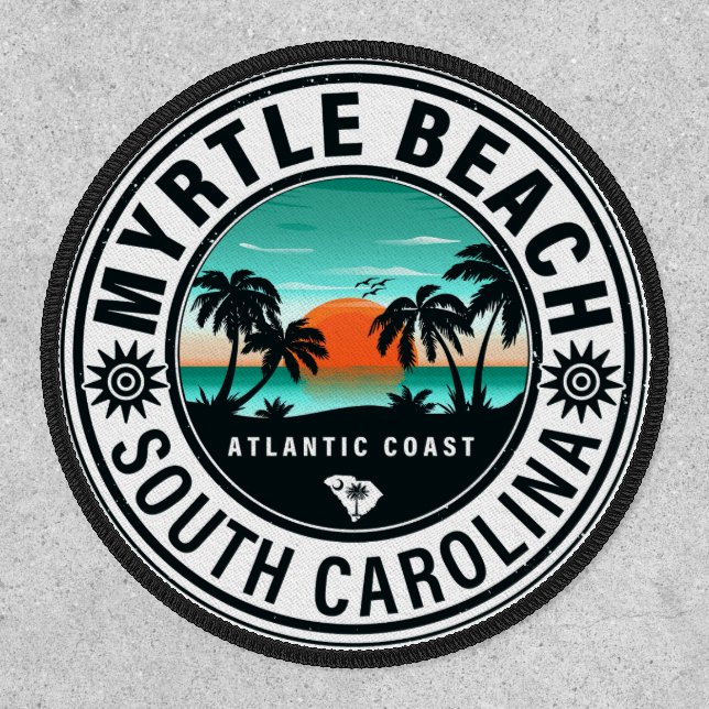 Myrtle Beach South Carolina Retro Sunset Souvenirs Patch (Front)