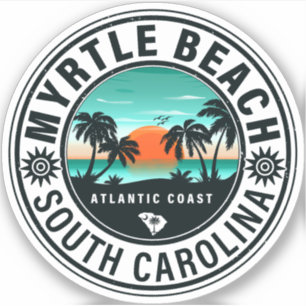 Myrtle Beach South Carolina Retro Sunset Souvenirs Sticker