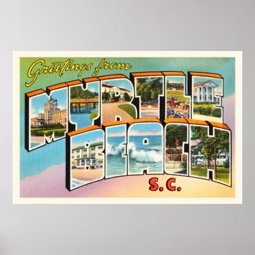 Myrtle Beach South Carolina SC Vintage Postcard_ Poster