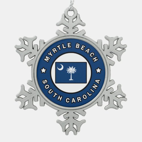 Myrtle Beach South Carolina Snowflake Pewter Christmas Ornament