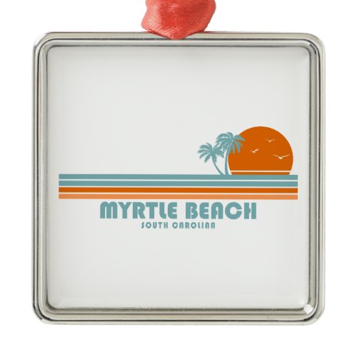 Myrtle Beach South Carolina Sun Palm Trees Metal Ornament