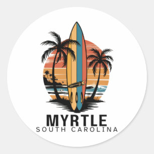 Myrtle Beach South Carolina Surfing Surfer _1 Classic Round Sticker
