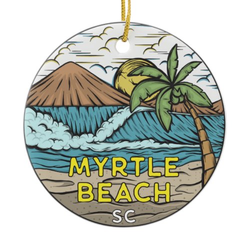 Myrtle Beach South Carolina Vintage Ceramic Ornament
