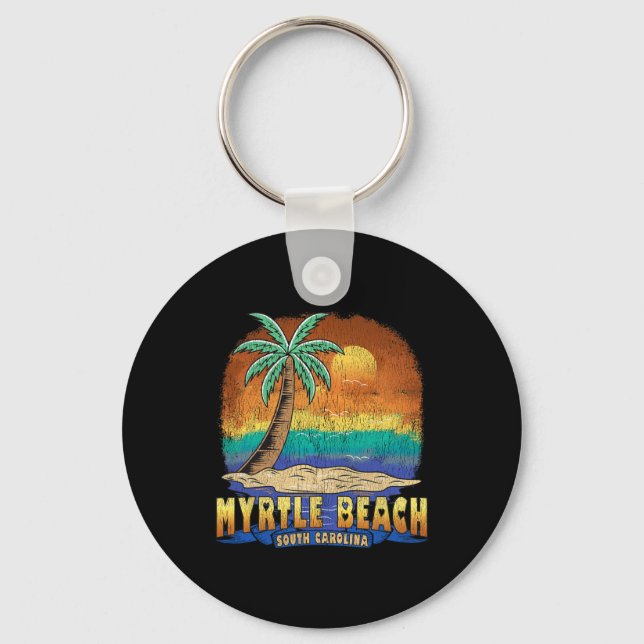 Myrtle Beach South Carolina Vintage Distressed Sou Keychain (Front)