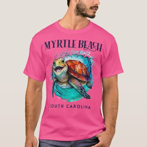 Myrtle Beach South Carolina Watercolor Happy Sea T T_Shirt