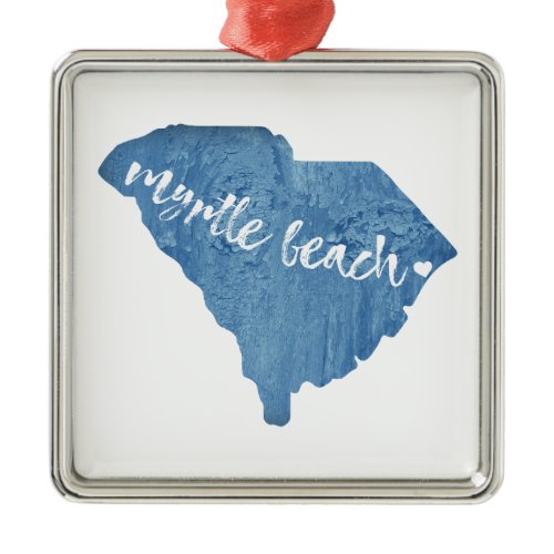 Myrtle Beach South Carolina Wood Grain Metal Ornament