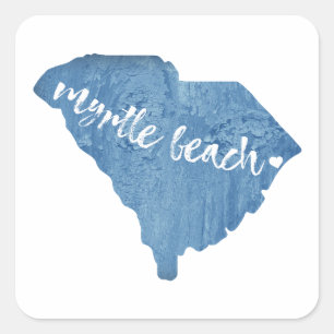 Myrtle Beach South Carolina Wood Grain Square Sticker