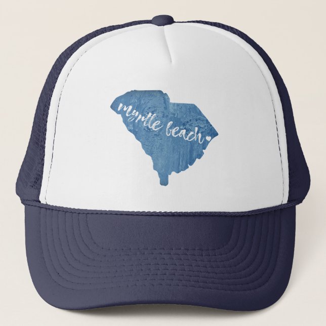 Myrtle Beach South Carolina Wood Grain Trucker Hat (Front)