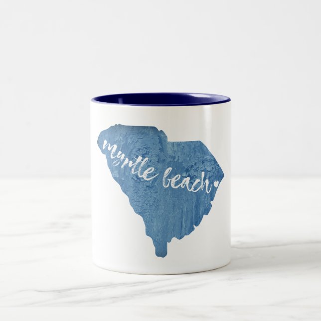 Myrtle Beach South Carolina Wood Grain Two-Tone Coffee Mug (Center)