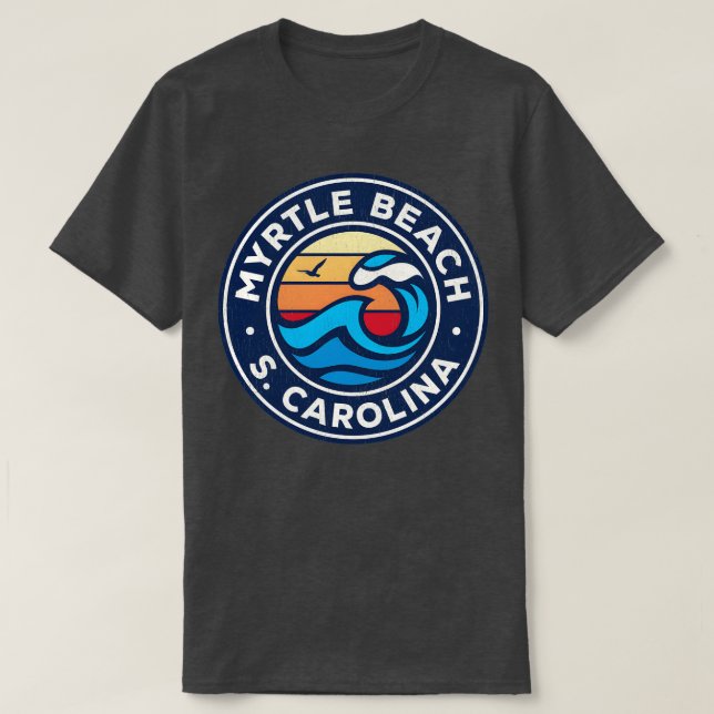 Myrtle Beach South olina Sc Nautical Waves T-Shirt (Design Front)