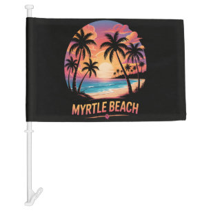 Myrtle Beach Vacation Surfer Car Flag