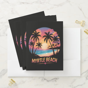 Myrtle Beach Vacation Surfer Pocket Folder