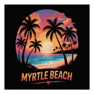 Myrtle Beach Vacation Surfer Poster