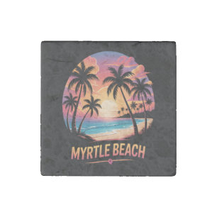 Myrtle Beach Vacation Surfer Stone Magnet