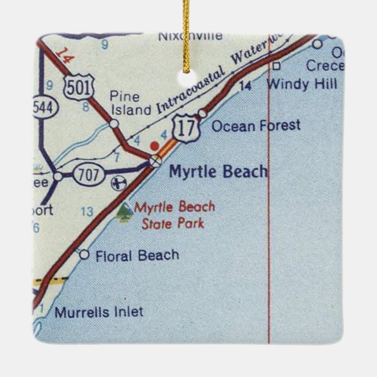 Myrtle Beach Vintage Map Ceramic Ornament | Zazzle