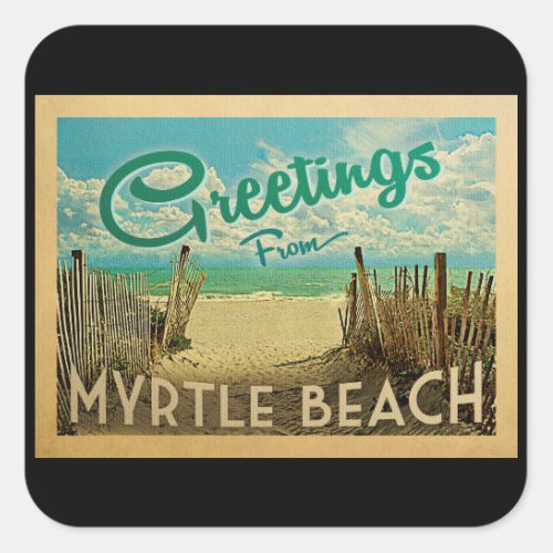 Myrtle Beach Vintage Travel Square Sticker