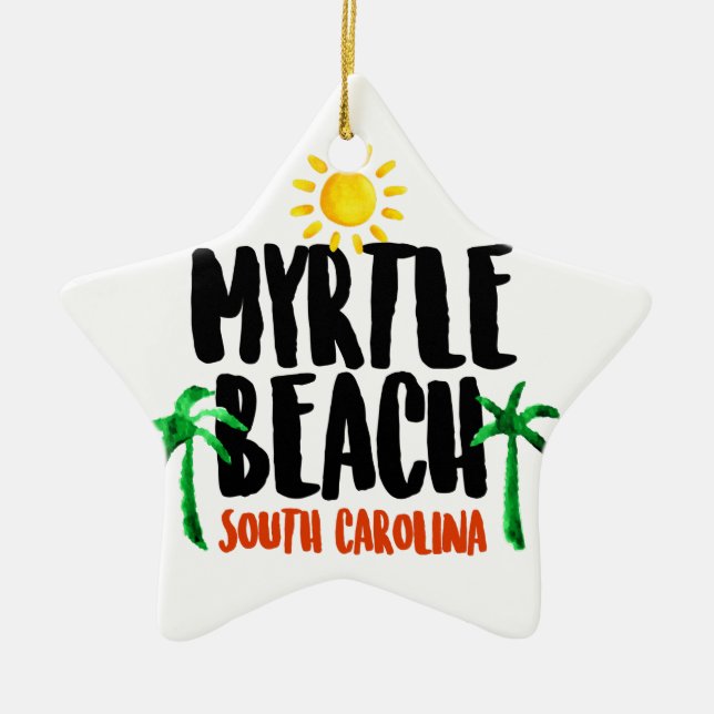 Myrtle Beach Watercolor Ceramic Ornament (Front)