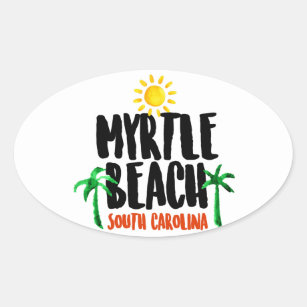 Myrtle Beach Watercolor Oval Sticker