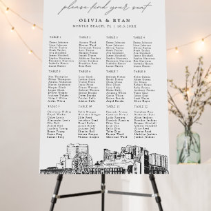 Myrtle Beach Wedding 12 Table Seating Chart 24x36 Foam Board
