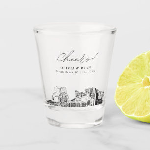 Myrtle Beach Wedding Favor Cheers Shot Glass