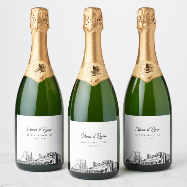 Myrtle Beach Wedding Personalized Champagne Label (Bottles)