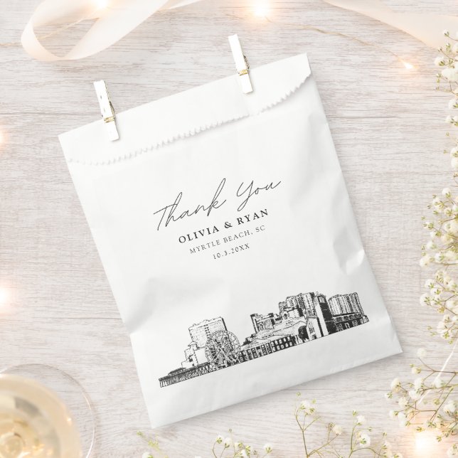 Myrtle Beach Wedding Personalized Favor Bag  (Clipped)