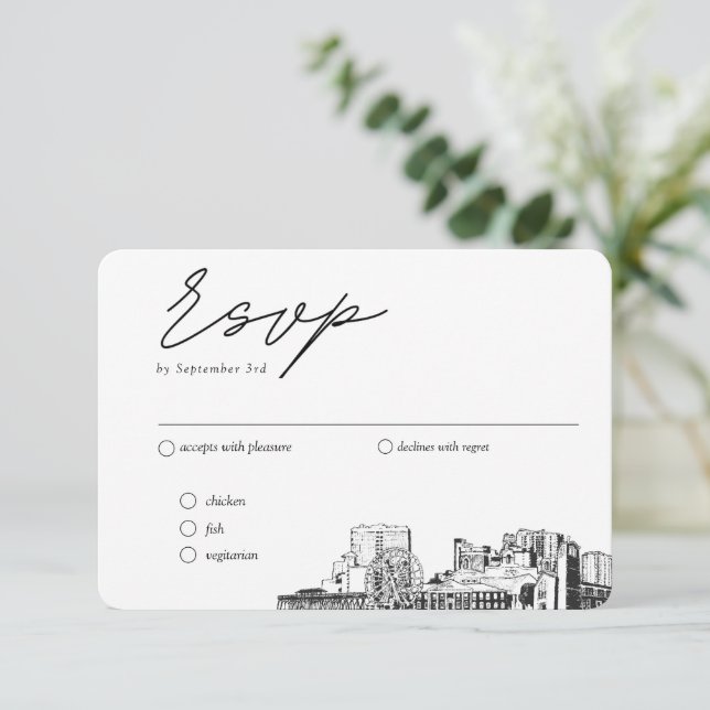 Myrtle Beach Wedding Traditional RSVP Meal Options Enclosure Card (Standing Front)