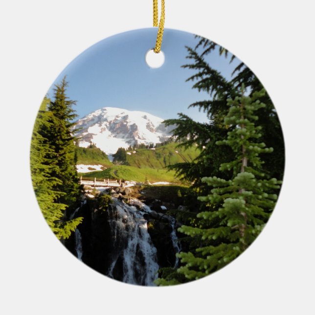 Myrtle Falls, Mount Rainier Ceramic Ornament (Front)