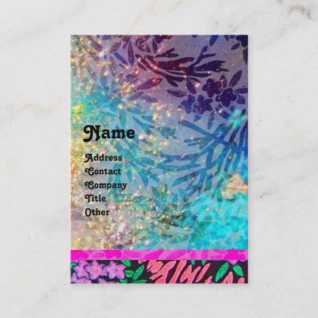 MYRTLE MONOGRAM , blue turquase pink fuchsia Business Card (Front)