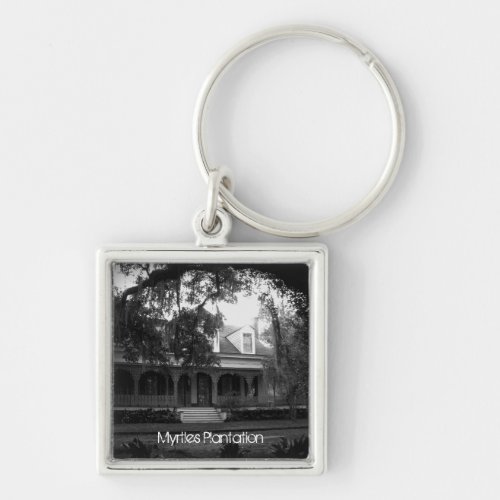 Myrtles Plantation in black and white Keychain