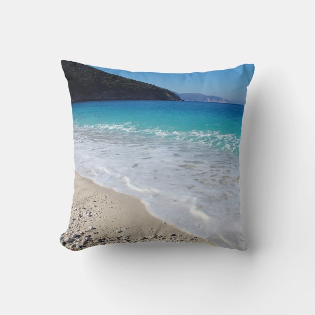 Myrtos – Kefalonia Throw Pillow (Front)