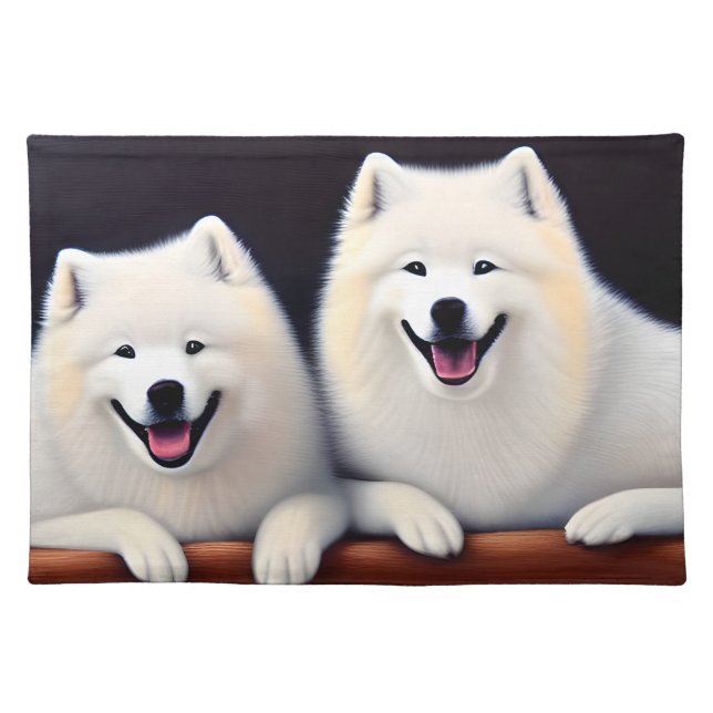 MySamoyed Personalized Gift Idea Cute Samoyed Cloth Placemat (Front)