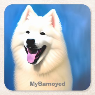 MySamoyed Personalized Gift Idea Cute Samoyed Square Paper Coaster