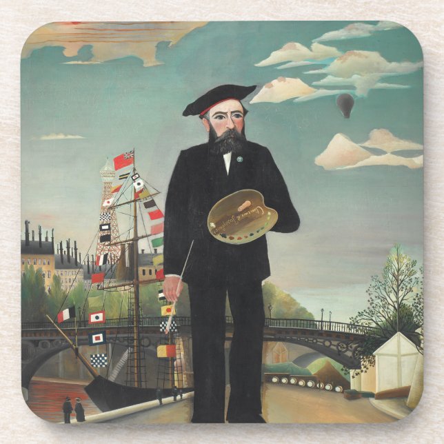 Myself Portrait Landscape 1890, Henri Rousseau Beverage Coaster (Front)