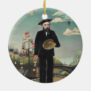 Myself Portrait Landscape 1890, Henri Rousseau Ceramic Ornament