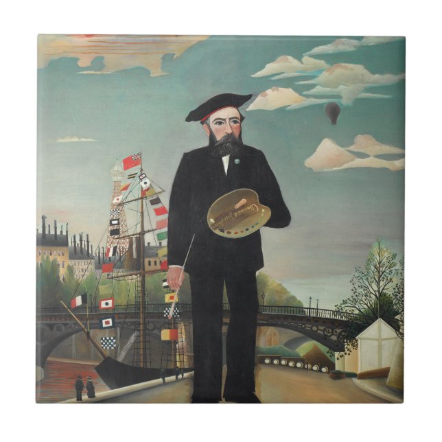 Myself Portrait Landscape 1890, Henri Rousseau Ceramic Tile (Front)