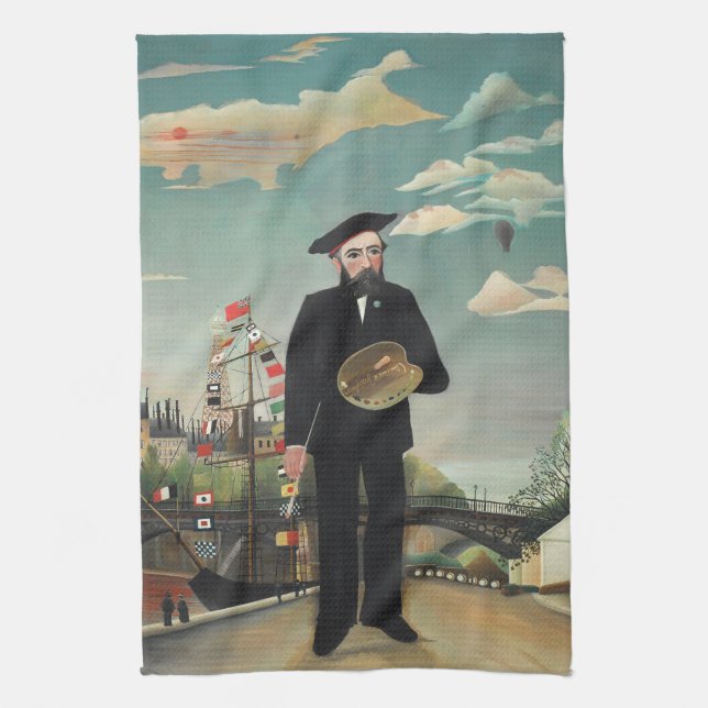 Myself: Portrait – Landscape, Henri Rousseau 1890 Kitchen Towel (Vertical)