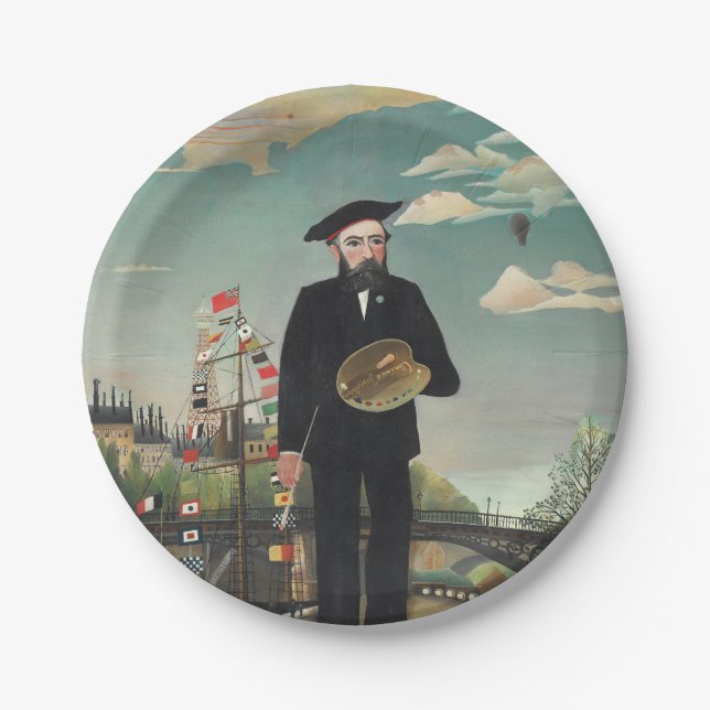 Myself: Portrait – Landscape, Henri Rousseau 1890 Paper Plates (Front)