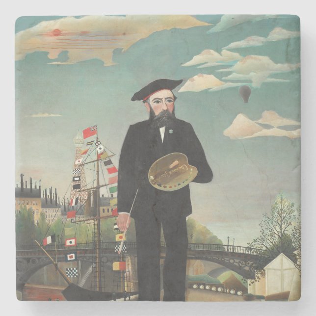Myself: Portrait – Landscape, Henri Rousseau 1890 Stone Coaster (Front)