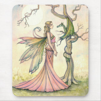 Mysical Fairy and Dragon Fantasy Art Mouse Pad