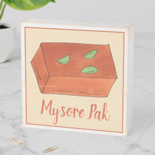 Mysore Pak Indian Sweet Bakery Pastry Chef Food Wooden Box Sign