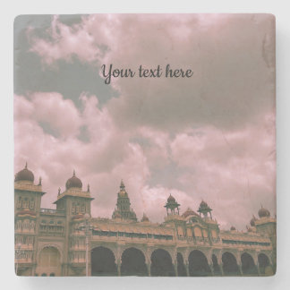 Mysore palace photograph clouds customizable stone coaster