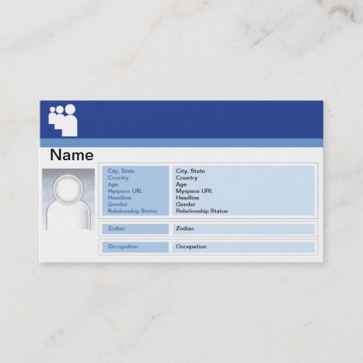 Customizable Myspace Dark - Business Business Card Template