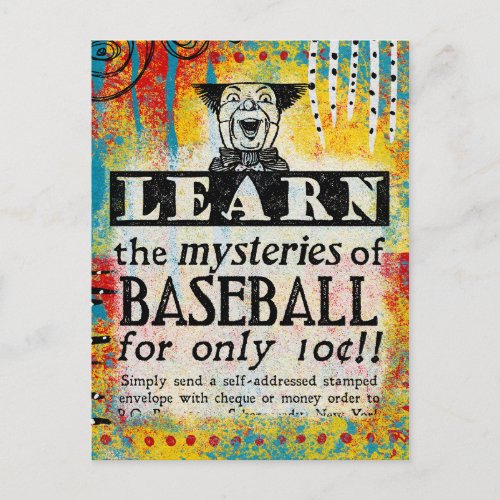 Mysteries of Baseball Postcard _ Funny Vintage