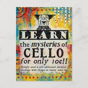 Mysteries of Cello Postcard - Funny Vintage Ad