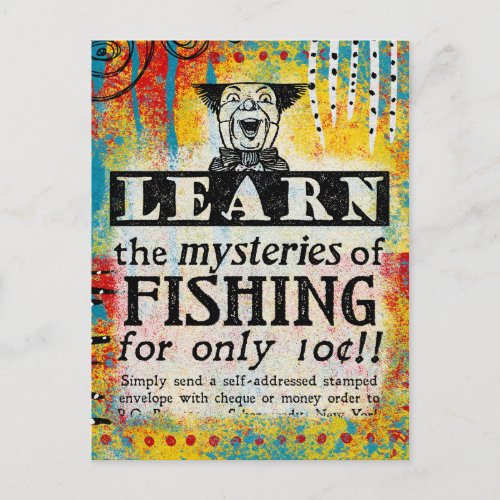 Mysteries of Fishing Postcard _ Funny Vintage Ad