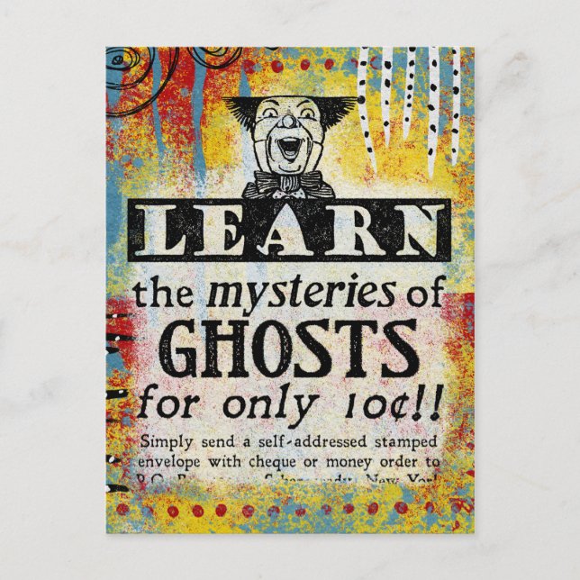Mysteries of Ghosts Postcard - Funny Vintage Ad (Front)