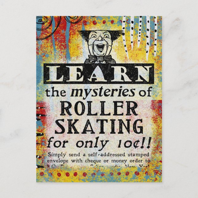 Mysteries of Roller Skating Postcard - Funny Retro (Front)