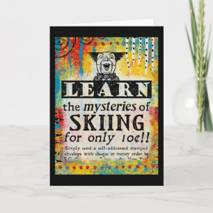 Mysteries of Skiing Greeting Card - Funny Vintage