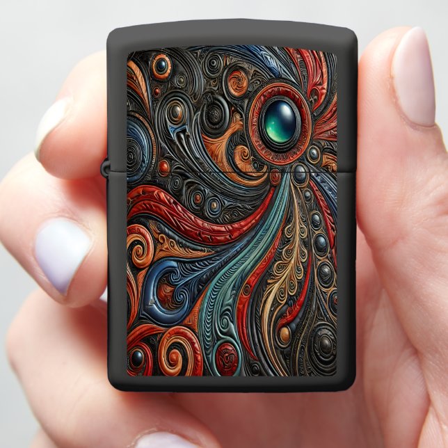 Mysterious Alien Craft Drifts Through Cosmic Art Zippo Lighter (In Hand)